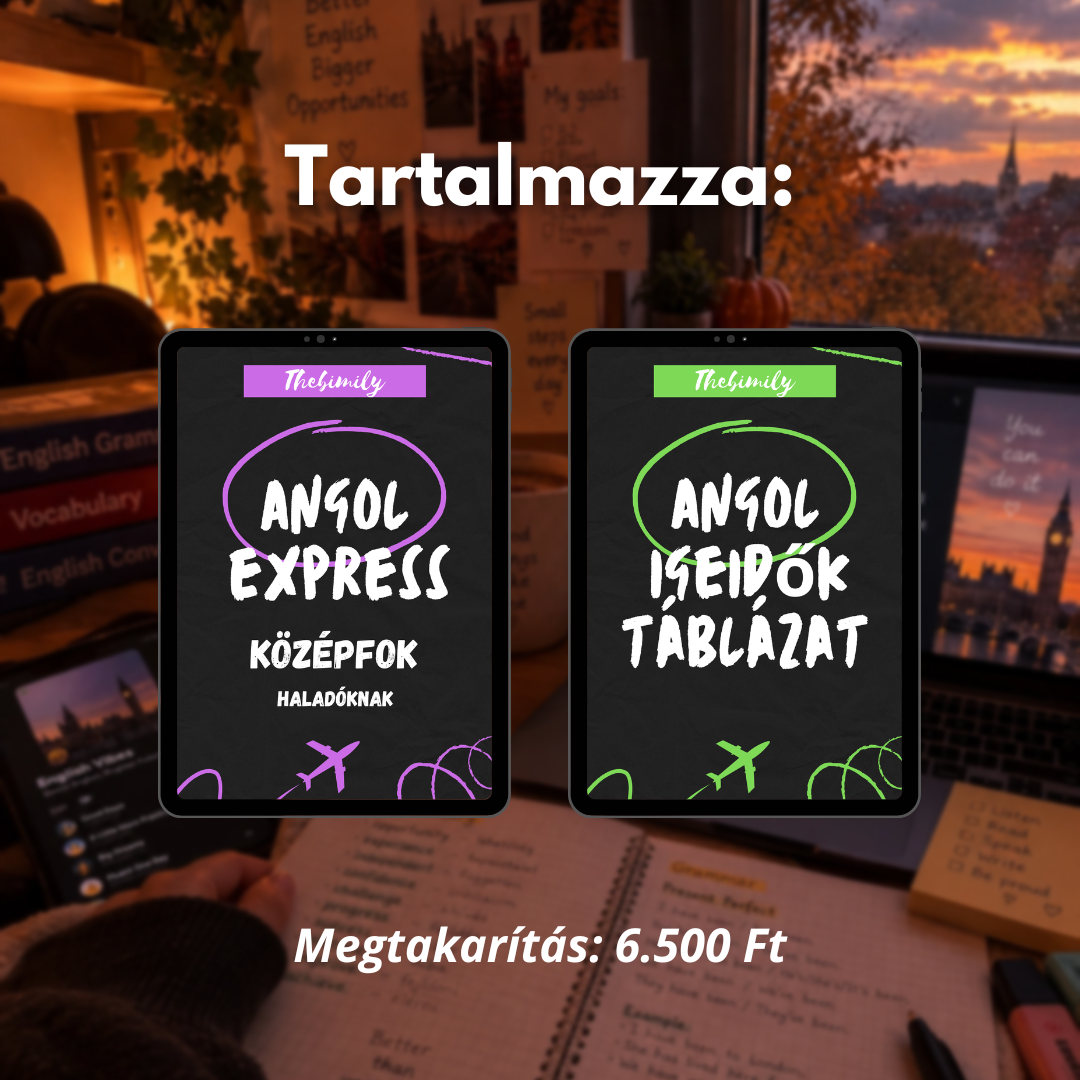 MINI BUNDLE KÖZÉPFOK (Középfok Haladóknak könyv + Igeidők Táblázat minikönyv)